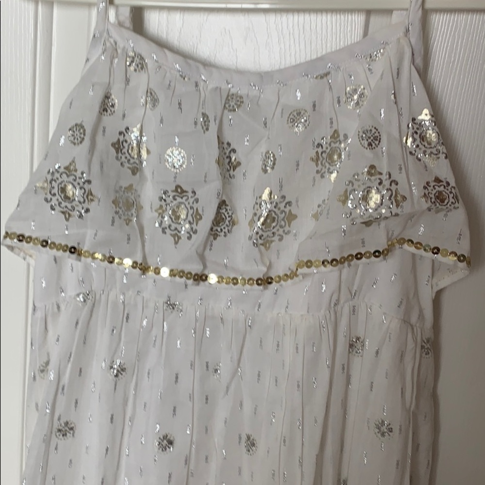 White, silver and gold long pretty dress